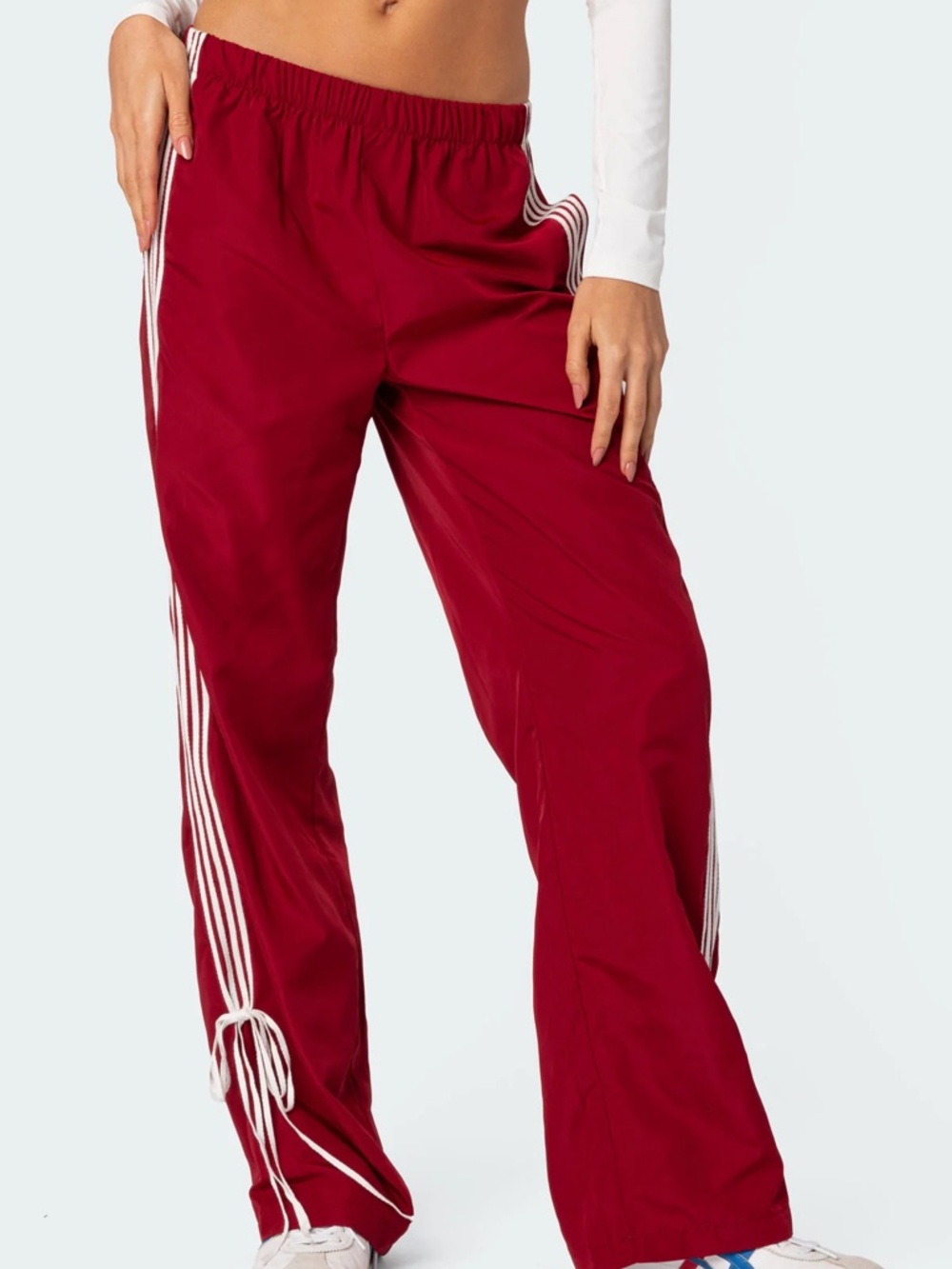 Wide-Leg Track Pants Ribbon Stripes - Red - Picture 2 of 5